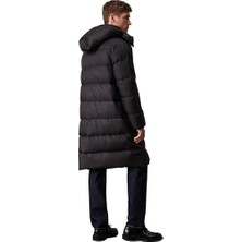AyrStore Calvın Kleın Erkek Fermuarlı Kapüşonlu Dolgulu Siyah Kaban Essentials Long Parka J30J326102