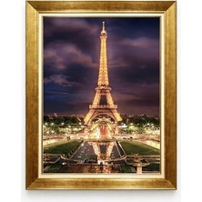 Tablore Paris Eyfel Kulesi Gece Manzaralı Çerçeveli Kanvas Tablo