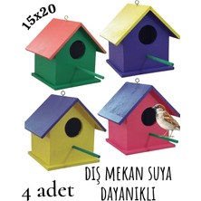 Değerli Hobi Ahşap Kuş Yuvası Dış Mekan Suya Dayanıklı 4 Adet