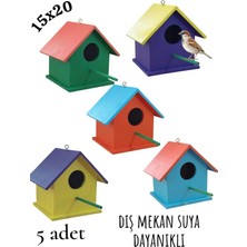 Ncy Home Ahşap Kuş Yuvası Dış Mekan Suya Dayanıklı 5 Adet