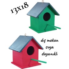 Değerli Hobi Ahşap Kuş Yuvası Kuş Evi 2 Adet 13X18