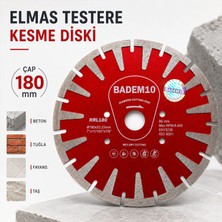 Badem10 Turbo Elmas Kesme Diski 180X22,23 mm Beton Mermer Fayans Granit Kesici Profesyonel Disk