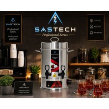 Sastech 120 Bardak Elektrikli Çay Makinesi — Açık Rezistans — 430 Kalite Paslanmaz Çelik