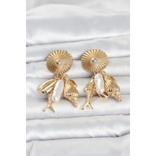 MiraLive Gold Renk Deniz Temalı Vintage Kadın Küpe TJ-BKP11799