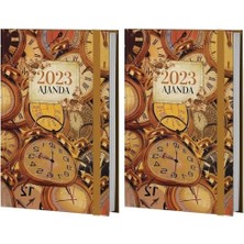 AyrStore Halk Kitabevi Mor Kelebek Saatler 2023 Ajanda, 13.5X21CM, 128 Sayfa, Ciltli 2li Paket