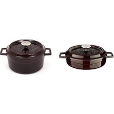 AyrStore Metal Premium Serisi - Döküm Yuvarlak Tencere Seti, 24 Cm, Majolik Mor