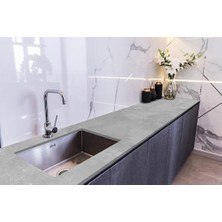 AyrStore Tezgah Üstü Kaplama Folyosu Mutfak Tezgahı Kaplama Gri Mermer 70 cm x 4 Metre
