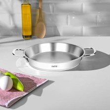 AyrStore Nehir Silver Çelik Italyan Omlet Sahan 16 cm Kapaksız