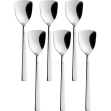 AyrStore Paslanmaz Çelik Dondurma Kaşık Seti, Titanyum Kaplama, 6 Adet, Gümüş Renk, 16 cm