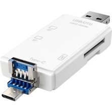 AyrStore Yk 3 In 1 Kart Okuyucu, Type-C USB Micro Usb, Otg, Sd Micro Sd Destekli, Telefon Pc Için (Beyaz)