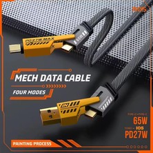 AyrStore 4 In 1 Çoklu USB Şarj Kablosu: 1m, Type C To Lightning Örgü Şarj Kablosu USB A/usb C 65W Tip C/27W Pd Her Cihaz ile Uyumlu Metal Başlıklı