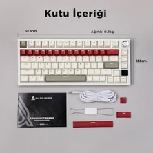 AyrStore Ajazz AK820 Pro 3 Modlu%75 Mekanik Klavye, Tft Akıllı Ekran Gasket-Mounted Oyuncu Klavyesi, Bluetooth 5.1/2.4g Kablosuz/type-C Kablolu (AK820 Pro - Krem Kırmızı - Switch)