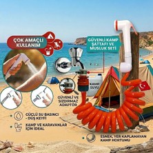 Plasyay Spiral Tekne Yat ve Karavan Evcil Hayvan Yıkama Sulama ve İç Dış Duş Hortumu Şattaf Başlıklı Set 2.5 Metre  Turuncu
