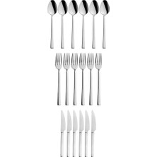 AyrStore Parlak Gümüş Pasta Tatlı Kaşık-Çatal-Bıçak Seti, Paslanmaz Çelik, Kaşık - Çatal - Bıçak Seti, 18 Adet