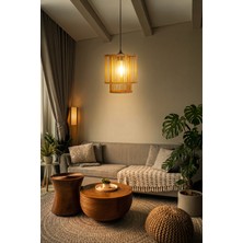 Ahşap Fabrikası Rustik Serisi Hale Bambu Avize Sarkıt 23X23CM