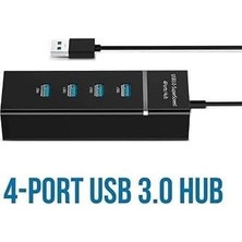 AyrStore USB Çoklayıcı 4in1 USB 3.0 4 Port Çoğaltıcı Hub 5gpbs Hızlı Aktarım 30CM Kablo Pc Bilgisayar Switch Splitter - Siyah Renk (4 Port Hub - Siyah)