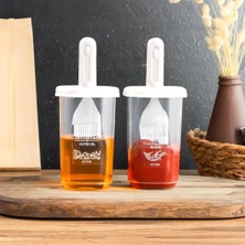 AyrStore 0520 2'li Silikon Fırçalı Yağlık - Yağdanlık Erzak Saklama Kabı 350 cc Beyaz