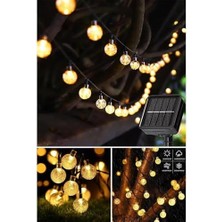 AyrStore Solar Güneş Enerjili Ampul Şeklinde LED Aydınlatma 8 Metre Uzunlukta 47 Adetli, 8 Modlu Lamba LED Bahçe,, Havuz Kenarı Aydınlatması Su Geçirmez (Sarı Gün Işığı)