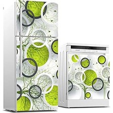 AyrStore Buzdolabı ve Bulaşık Makinası Beyaz Eşya Kaplama Yeşil Yuvarlak Desen