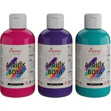 AyrStore Mor, Fuşya, Turkuaz Akrilik Boya 3'lü Set 3X250 gr