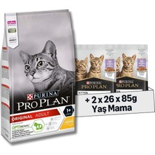 Pro Plan Original Tavuklu Kuru Kedi Maması 1.5 kg + Purina Pro Plan Healthy Start Sos Içinde Hindi Etli Yavru Kedi Maması 85GR Pouch x 26 Adet x 2 Adet