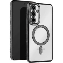 Renas Store Galaxy S25 Kılıf Joke Simli Magneticsafe Kılıf - Siyah