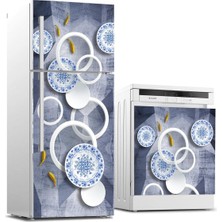 AyrStore Buzdolabı ve Bulaşık Makinası Beyaz Eşya Kaplama Mavi Süsleme