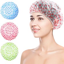 AyrStore Duş Bonesi, 6 Adet Yeniden Kullanılabilir Plastik Banyo, Su Geçirmez Esnek Bantlı Saç, Kadınlar Için Kuaför ve Ev Kullanımı, Saç Koruma Duş Şapkası, Spalar Için (Yuvarlak Noktalı)