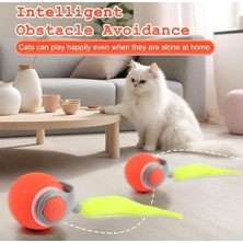 USB Şarj Edilebilir 360 Derece Dönen Akıllı Oyun Topu, Kedi ve Köpekler Için Kuyruklu Hareketli Eğlence Oyuncağı