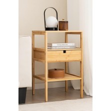 AyrStore Bambu 3 Katlı Çekmeceli Oturma Odası ve Yatak Odası Ofis Için Depolama Raflı Komodin –JW-22230 B/3 C1-1-289