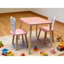 AyrStore Ahşap Masa Seti - 2 Sandalyeli Ders Çalışma Masası - Aktivite Masası