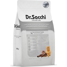 Dr.sacchi Premium Düşük Tahıllı Somonlu ve Ton Balıklı Kısırlaştırılmış Kedi Maması 1 kg