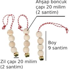 AyrStore Bebek Yılbaşı Ağaç Boncuk Süs Hobi Zilli Çok Amaçlı Etkinlik Doğum Günü Zil Dekoratif Ipli Süs 3 Adet