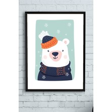 AyrStore (PSTER11893) Kutup Ayısı Kış Çocuk Odası Çerçeveli Tablo (30 x 40CM)