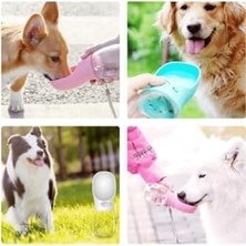 Taşınabilir Kedi Köpek Suluğu Seyahat Su Şişesi Kaseli Emniyetli Sızdırmaz Kutulu 350 ml