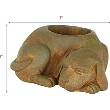 And Çimento Uyuyan Köpek Saksı, Drenaj Delikli, Iç-Dış Mekan, Pas Kahverengi, 17.8 cm