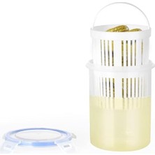 AyrStore Zeytinlik ve Turşuluk Saklama Kabı – 1,5 Lt Süzgeçli, Contalı ve Klipsli Kapaklı Saklama Kabı, Hava ve Sıvı Geçirmez, Zeytin, Turşu ve Gıda Saklama Kabı