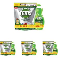 Tems Bulaşık Makinesi Kapsülü 36'lı+Elde Yıkama Bulaşık Deterjanı 500 ml Hediyeli (4 Paketi)