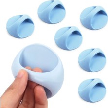 6 Adet Çok Amaçlı Kendinden Yapışkanlı Sürgülü Kapı Açma Kolları Dolap Çekmece Kabin Plastik Kulp, Tuvalet Kapağı Açma Kolu, Mavi
