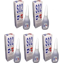 5 Adet S02 Yapıştırıcı (20 Gr) - Hızlı Kuruyan Çok Amaçlı Süper Güçlü Yapıştırıcı Seti