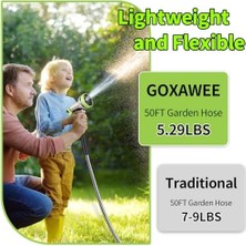 Goxawee Bahçe Hortumu, Paslanmaz Çelik Ağır Hizmet Tipi Su Hortumu, 10 Işlevli Başlıklı, Kıvrılmaz, Sert ve Esnek, Sağlam ve Hafif, Avlu, Dış Mekan ve Karavan Için Paslanmaya Karşı Korumalı (50FT)