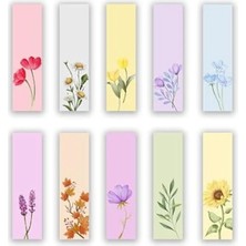 Die Grup 10 Adet Çiçek Temalı Kitap Ayracı, 40X145 mm Boyutunda