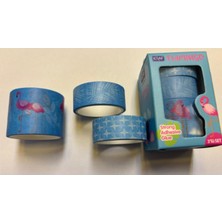 Bant Desenli Washi Tape 3 Lü Kutu (15MMX3M 2 Adet + 30MMX3M 1 Adet) Mavi