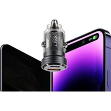 Transparent 45W Pd/qc Mini Araç Şarj Cihazı ve 2 Metre Hızlı Şarj ve Data Kablosu L35 - Tct-02