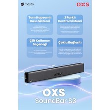 Oxs S3 Tv Soundbar – Bluetooth 5.0, Dinamik Bas, 3D Surround, Diyalog Geliştirme, Aux/optik/koaksiyel Uyumluluk, Çoklu Ses Modları, Duvara Monte Edilebilir