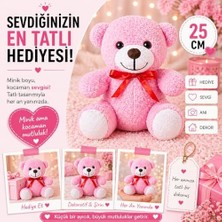 20-25 cm Papyonlu Pelüş, 20 Cm, Yumuşak, Sevgiliye Hediye,ayı,peluş Ayıcık,plush Toys,oturan Ayı,ofis Hediyesi,renkli Ayıcık (Pembe)