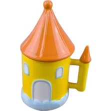 Turuncu Sarı Kule Ev 3D Tasarım Kupa Bardak