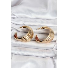 Onba 316L Çelik Gold Renk Yarım Halka Model Kadın Küpe 5886 - OB2260-4703