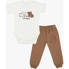 Luggi Baby Bisiklet Yaka Kısa Kollu Baskılı Erkek Bebek Çıtçıtlı Body ve Pantolon 2'li Takım