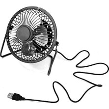 4 USB Mini Yazı Masası"fan Küçük Masaüstü Fan Sessiz ve Güçlü Metal Tasarım USB Güç Destekli (Siyah)